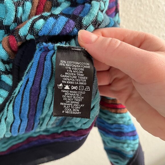 Nic + Zoe Womens Multicolor Knit Draped maximalist Cardigan Jacket Size 2X - Picture 12 of 12